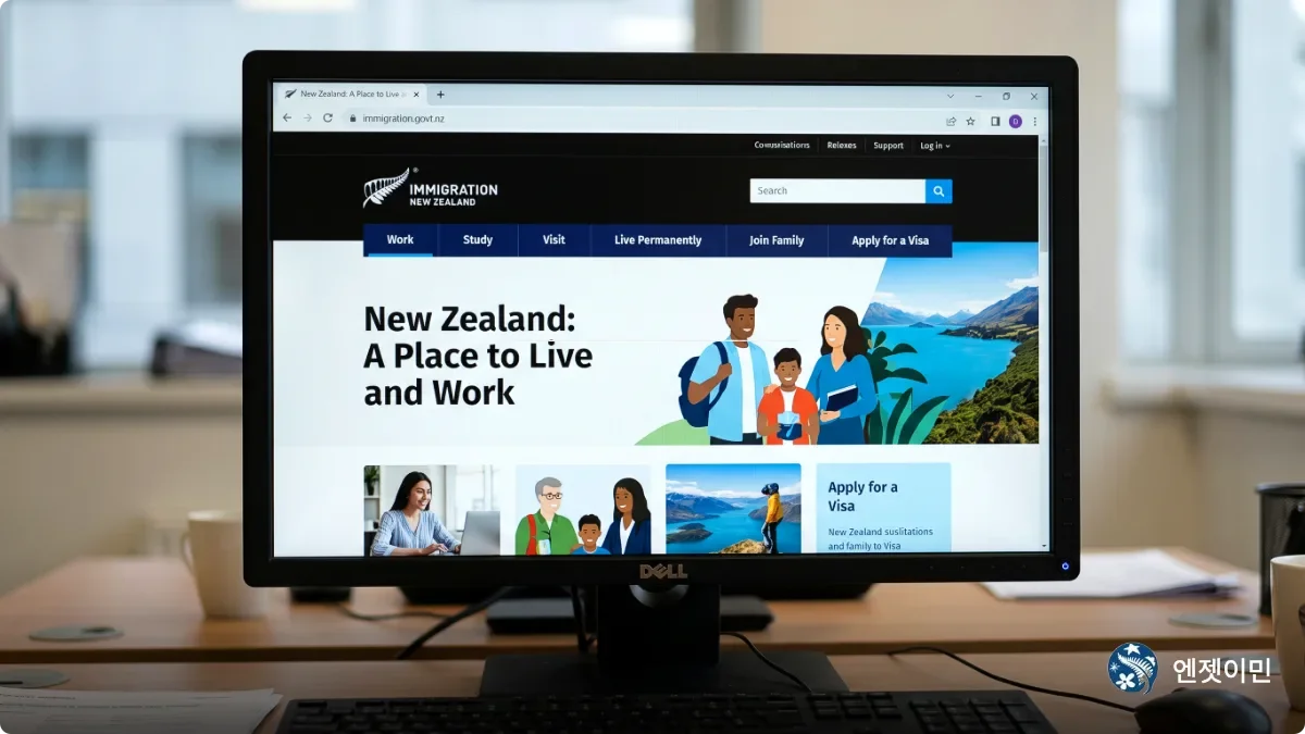 뉴질랜드 이민성 공식 홈페이지 immigration.govt.nz 메인 화면 — 비자 정보 탐색